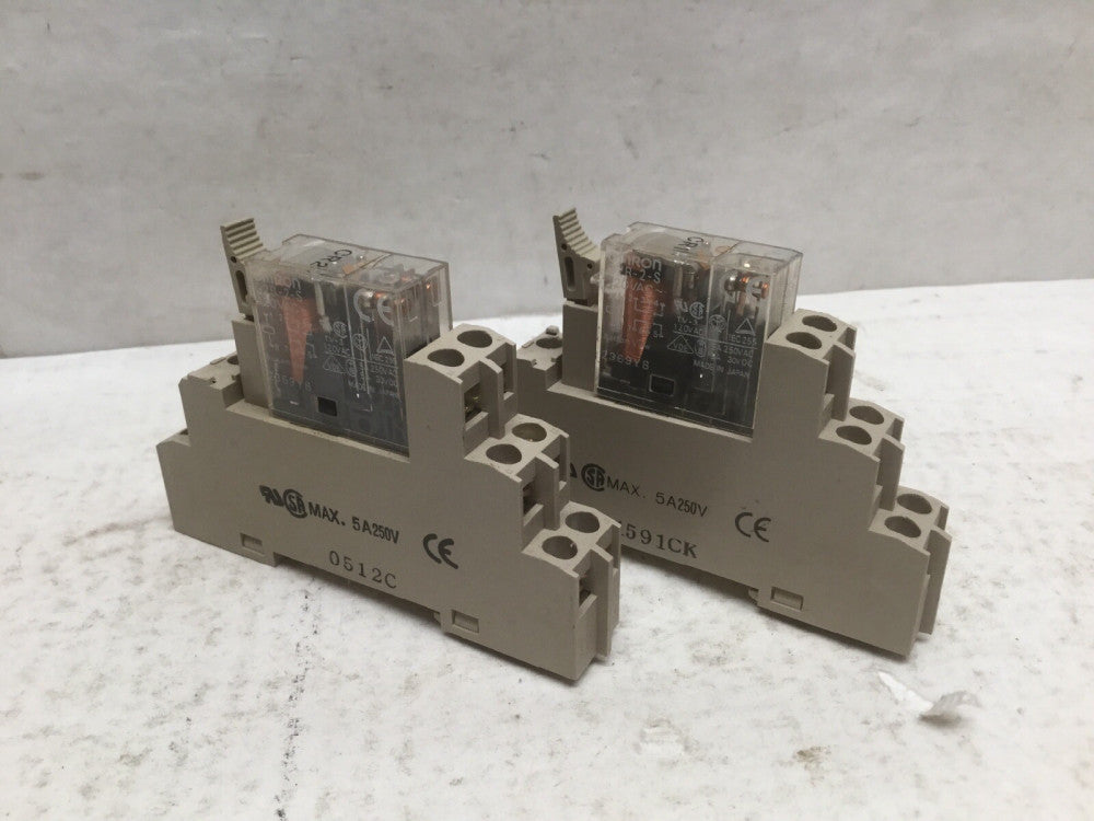 OMRON G2R-2-S Relay W/ P2RF-08-E Relay Base / Socket (Lot of 2 EA)