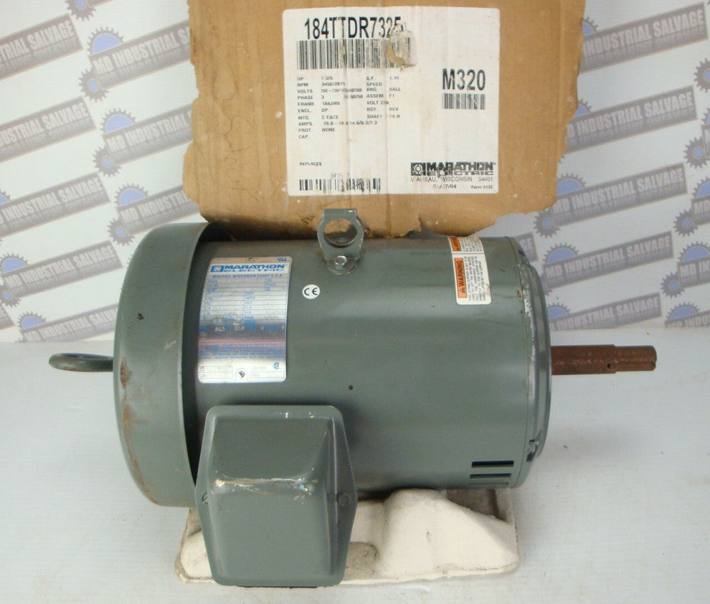 MARATHON Pump Motor 184TTDR7325 M320 7-1/2 Hp, 3600 Rpm, 184JMV FR, 208-230/460
