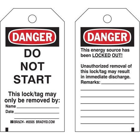 Brady 65505 Danger Tag, Polyester, 5 1/2 In H X 3 In W, Black/Red On White,