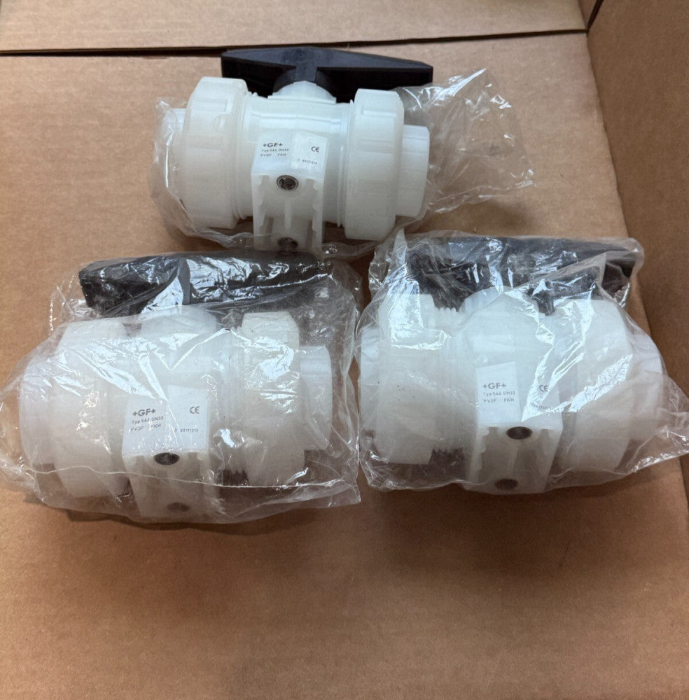 (Lot of 3) George Fischer +GF+ Typ 546 DN32 Ball Valve PVDF FKM