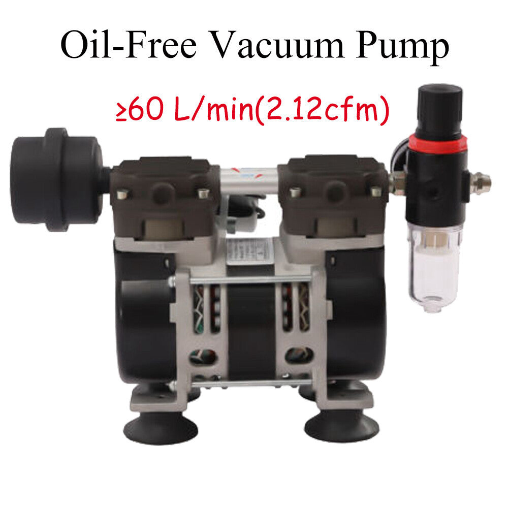 200W Lab Vacuum Pump Oil Free Oilless Vacuum Pump 60 L/min With Pressure Gauge