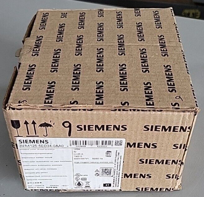 SIEMENS 3VA4125-5ED34-0AA0 3 POLE 25 AMP BOLT-ON CIRCUIT BREAKER