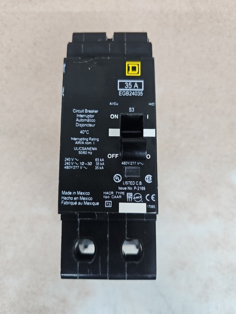 Square D EGB24035 Bolt-On Circuit Breaker 35A 480Y/277V 2P 1PH 35 Amp NTO