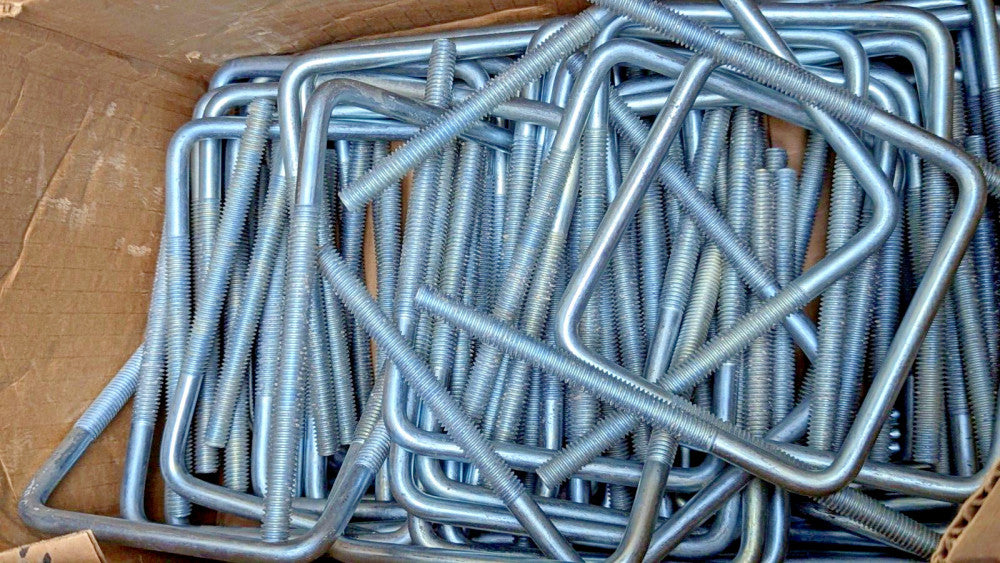(75) U-Bolts, Square bend, Zinc plated steel, 3/8"-16, 4" x 5" R&R Engineering