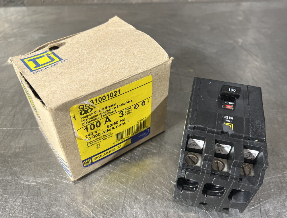 SQUARE D QO3100VH Circuit Breaker,100A,Plug In,120/240V,3P Nos Surplus