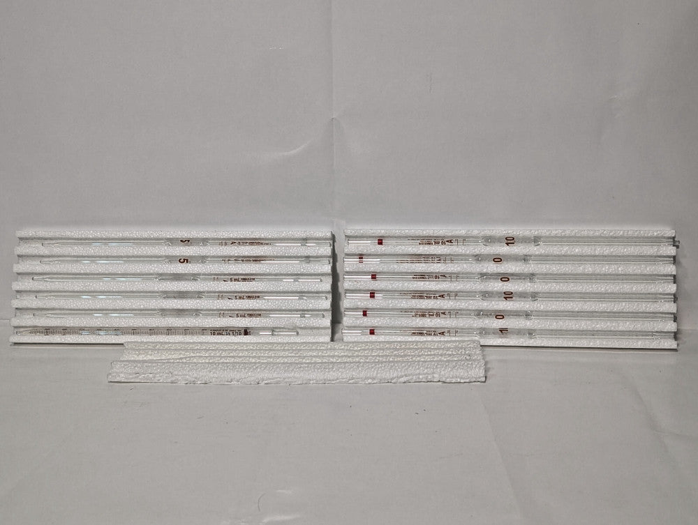 Lot of 15: Assorted Class A Volumetric Pipettes Lab Glass, Fisher, Kimble Kimax