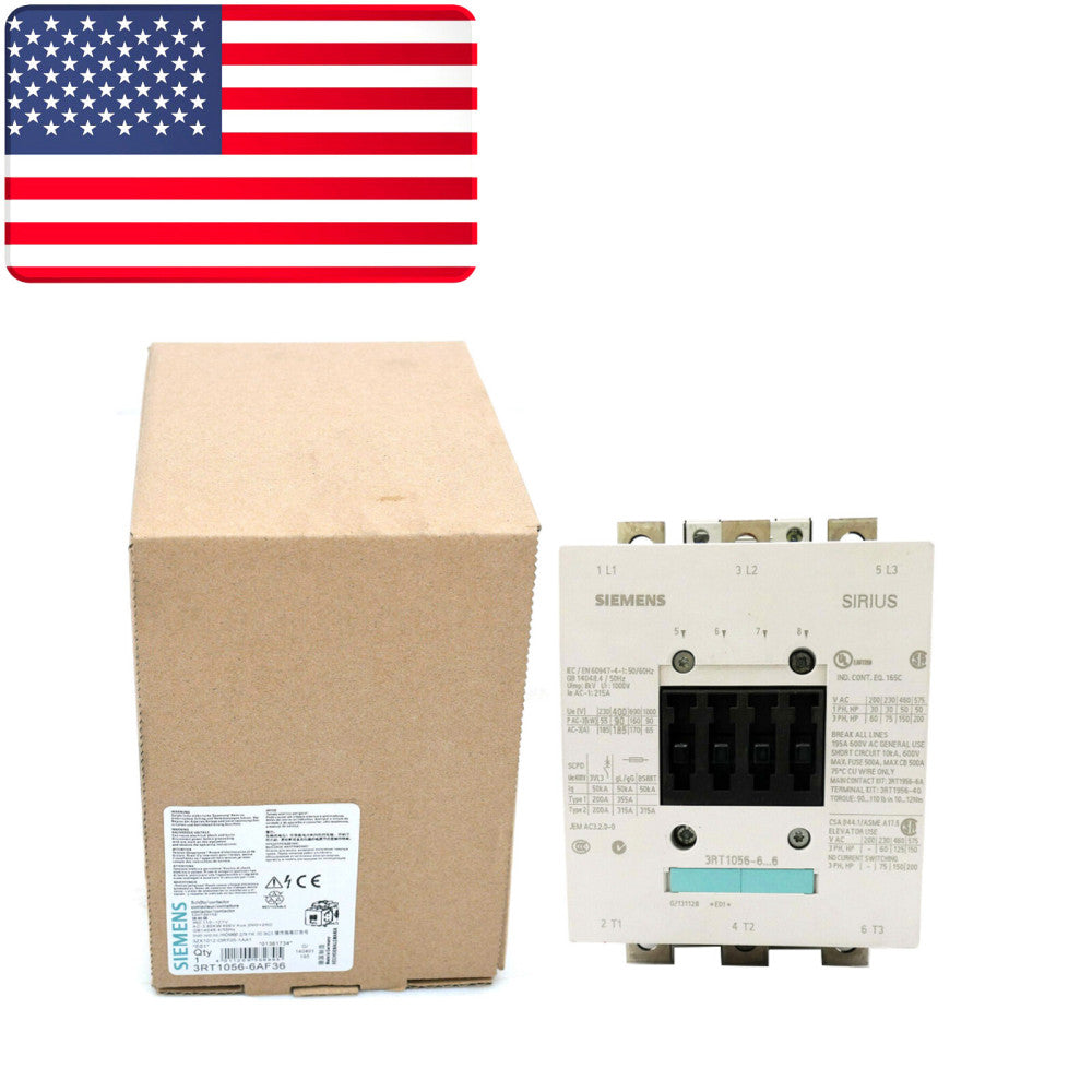 SIEMENS 3RT1056-6AF36 SIRIUS CONTACTOR 3RT 3 Pole 185 A 90 kW 110/127 V COIL -US