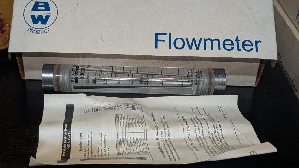 (1) Blue-White F-400N Inline Flowmeter 2 GPM Acryrlic 51000-442 NIB