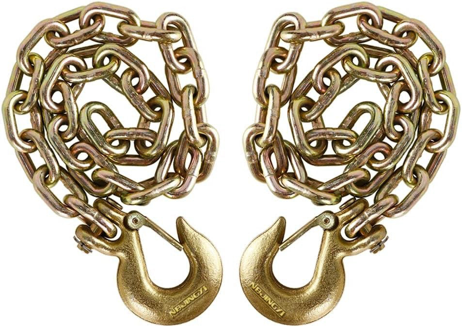 NBJINGYI 3/8" X 35" Trailer Safety X With Clevis Grab Hooks, gold