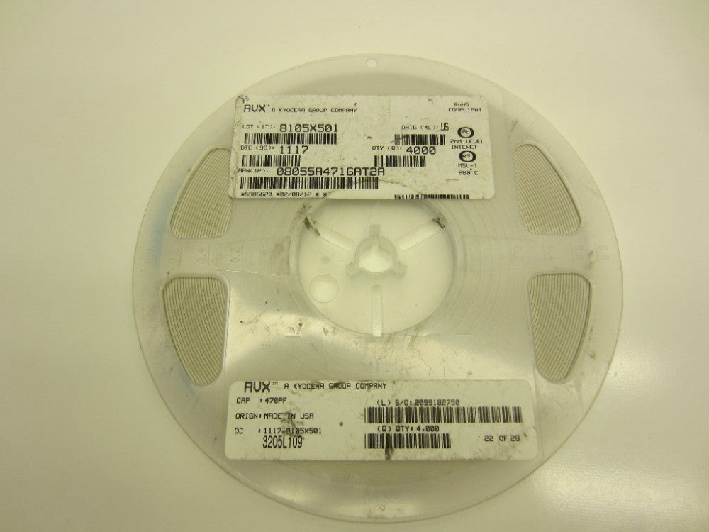 AVX 08055A471GAT2A (4000 pcs) Ceramic Capacitor 470PF 50V 2% NP0 0805 NEW