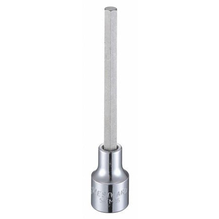 Westward 54Tm86 1/2 In Drive Hex Socket Bit Sae 5/16 In Tip, 5 1/4 In L