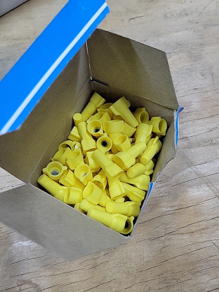 Box of 100 Ideal 30-451 Yellow Wing Nuts For 2 x #18 AWG Through 3 x #12 AWG 451