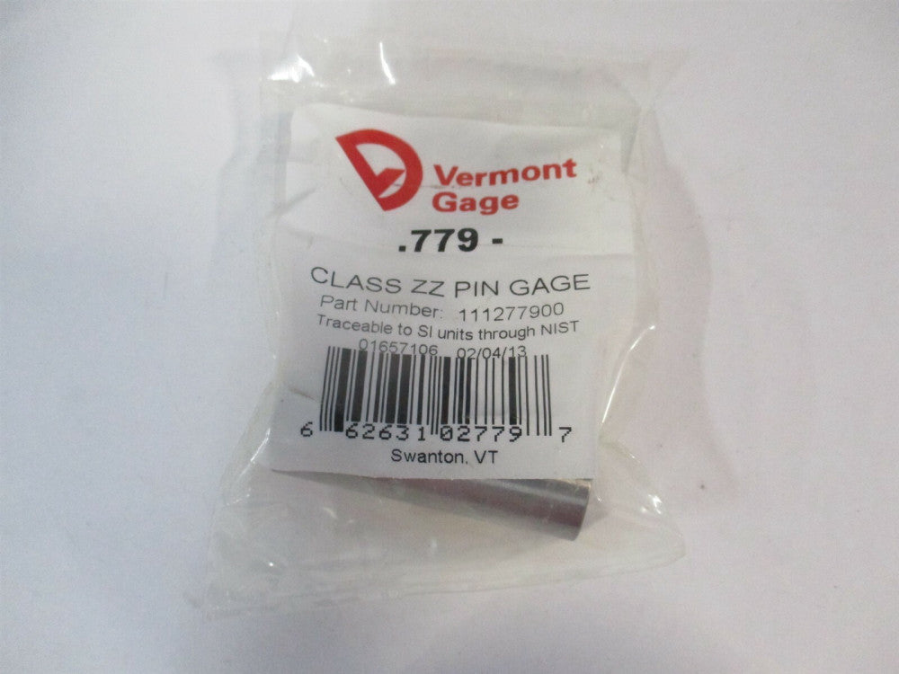 Vermont Gage (111277900) 0.779" Diam Class ZZ Minus Plug & Pin Gage