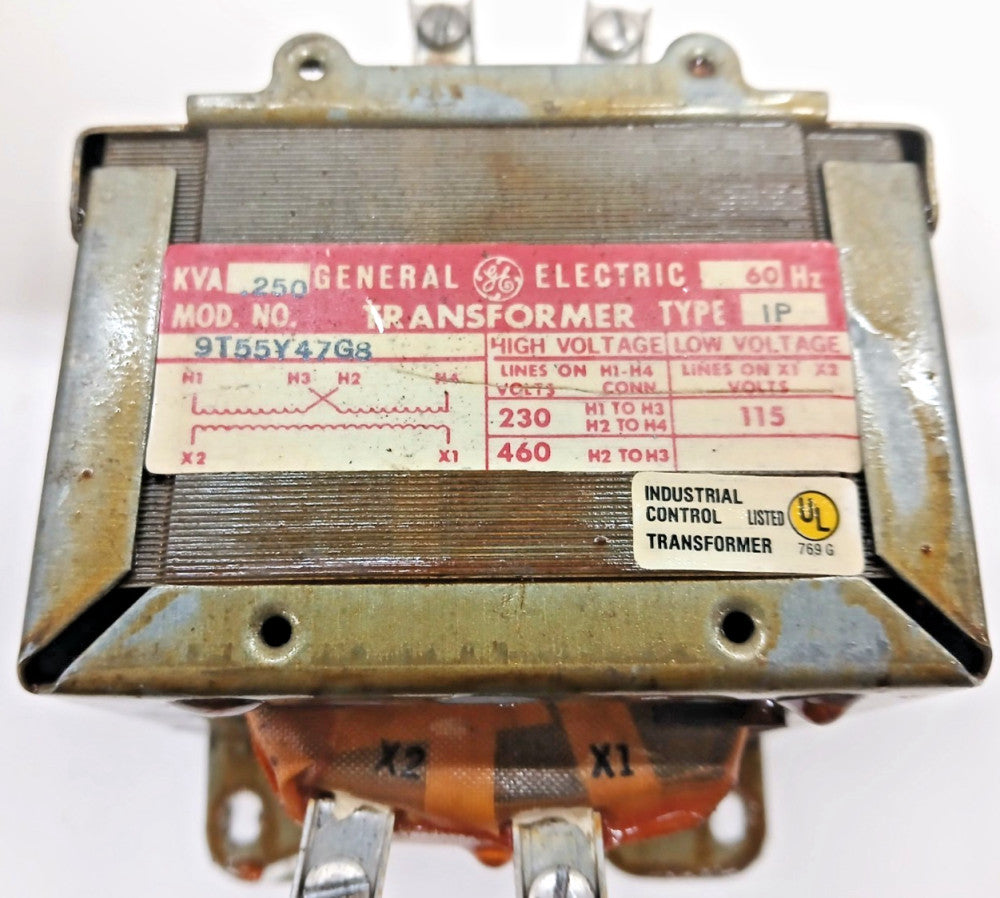 GENERAL ELECTRIC CONTROL TRANSFORMER 9T55Y47G8 KVA RATING 0.250 TYPE IP