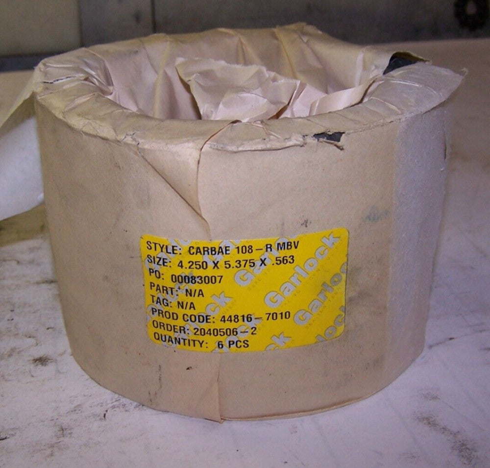 6) NEW GARLOCK CARBAE COMPRESSION PACKING 4.250 x 5.375 x .563 108-RMBV LOT OF 6