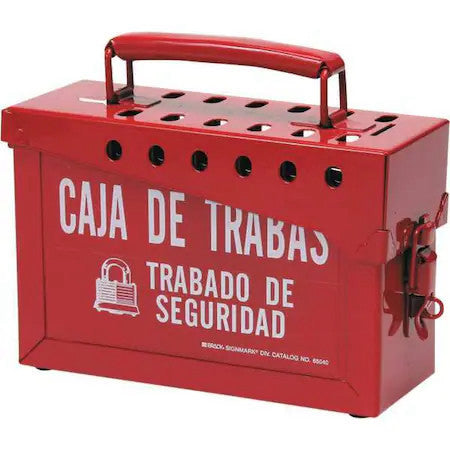 Brady 65040 Group Lockout Box,Heavy Duty Steel,Red