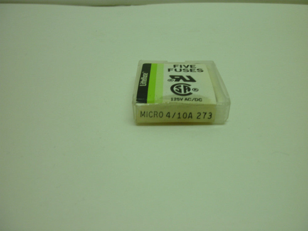 LITTELFUSE MICRO 4/10A 273 VERY FAST-ACTING PLUG IN FUSE 1-(PKG OF 5) NEW IN BOX
