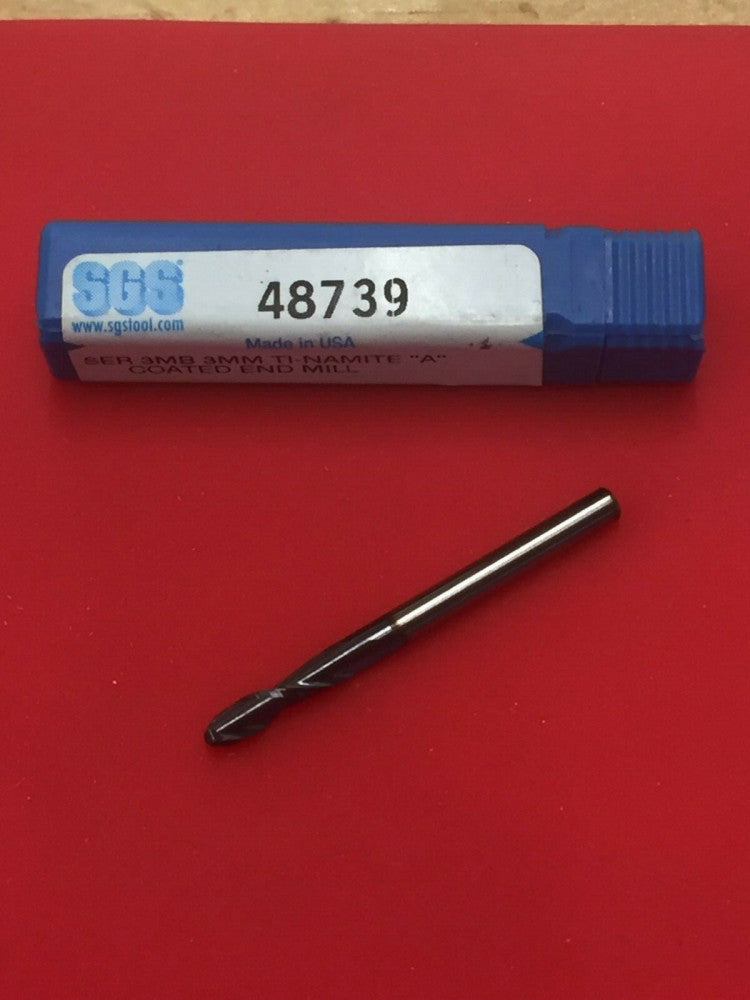 NEW SGS 48739 3mm Solid Carbide End Mill 2 Flute Ball End AlTiN Coated