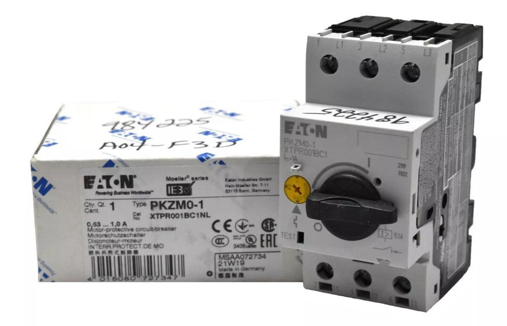 Eaton PKZM0-1 Motor Protective Circuit Breaker 0.63-1.0A XTPR001BC1NL XTPR001BC1