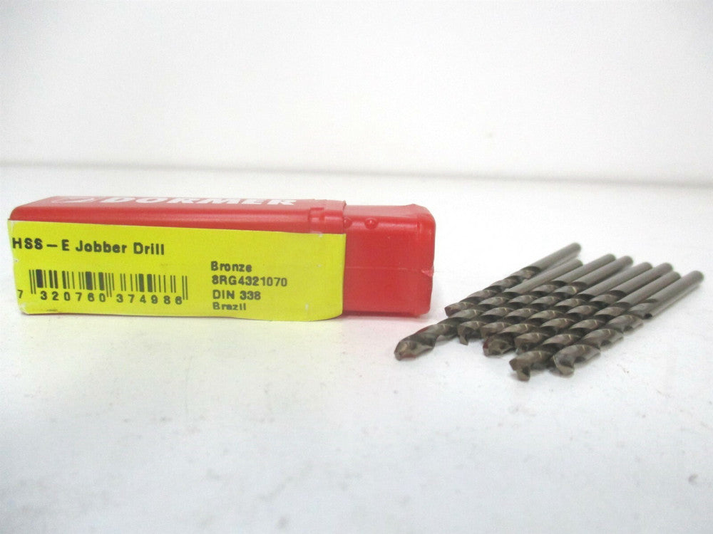 Dormer (0374986) 3.1mm x 65mm OAL 135° Cobalt Spiral Jobber Drill - Lot of 8