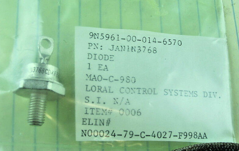 1N3768 Rectifier Diode 35A/1kv Military Silicon Power Rectifier 2-Pin DO-5 1000