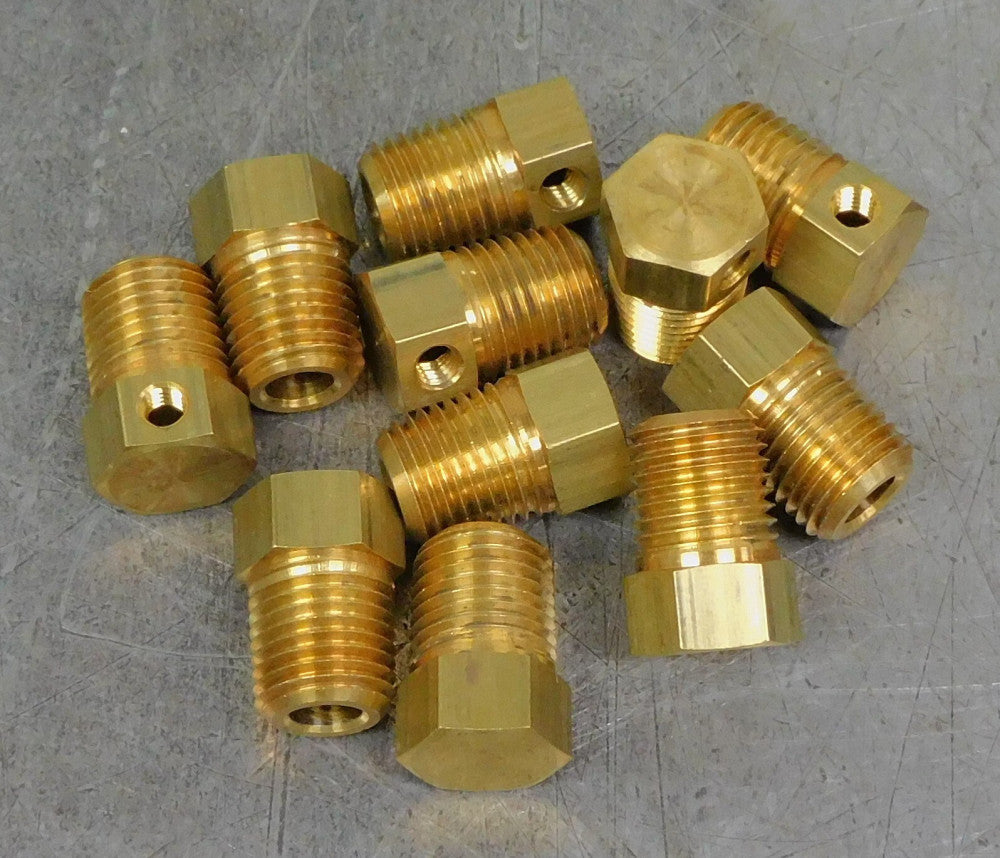 ASCO Numatics 134-231 Brass Fitting 1/4ML-10/32FML Lot of Eleven (11)