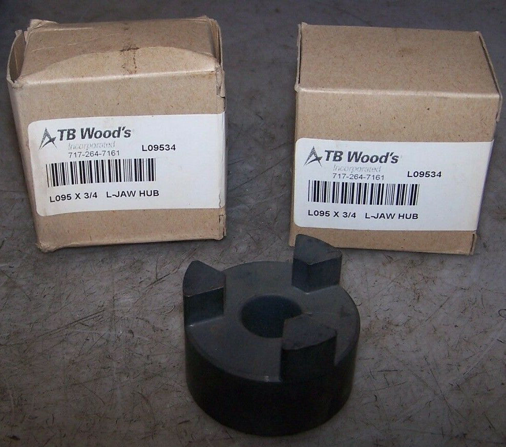(2) NEW TB WOODS L095 SINTERED IRON JAW COUPLING HUB 3/4" BORE 3/16" KEYWAY