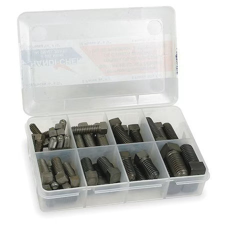 Zoro Select Disp-Set-16-060 Set Screw Assortment, Steel, Black Oxide Finish, 60