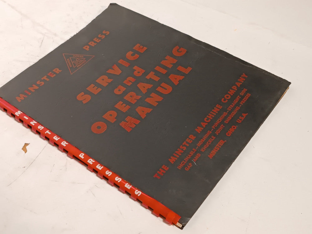 Minster Presses Machine Service & Operating Owners Manual, bound, as shown
