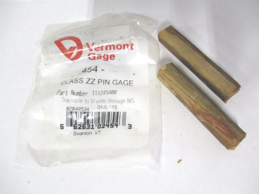 Vermont Gage (111245400) 0.454" Diam Class ZZ Minus Plug & Pin Gage - Lot of 3