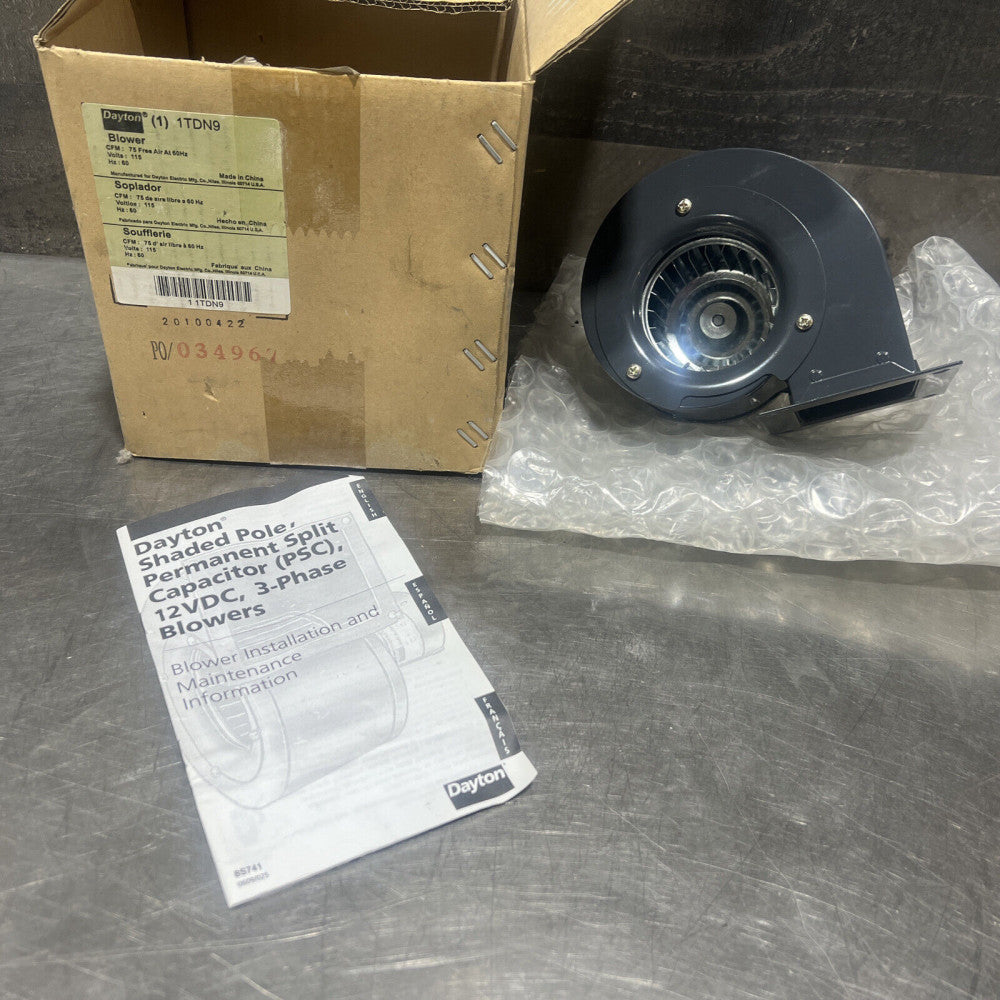Dayton 1Tdn9 Rectangular Oem Blower, 2950 Rpm, 1 Phase, Direct, Rolled Steel Nos