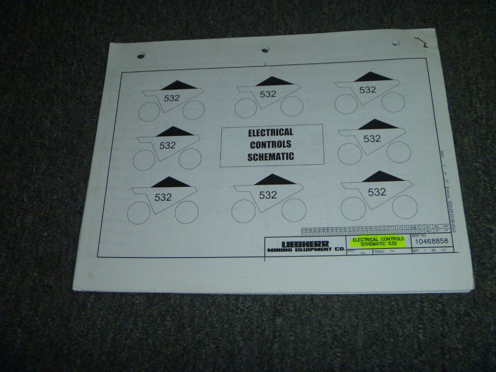 Liebherr Model 532 Off-Highway Dump Truck Electrical Wiring Schematics Manual
