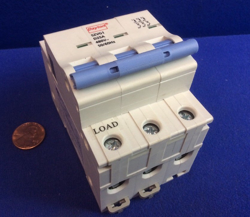 DAYTON 5ZVG1 MINI CIRCUIT BREAKER,D25A, 480V, 50/60Hz