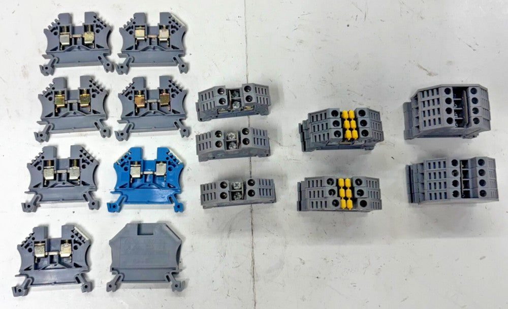 KEMA TERMINAL BLOCK LOT OF 28 EURO 4 BLUE AND GREY