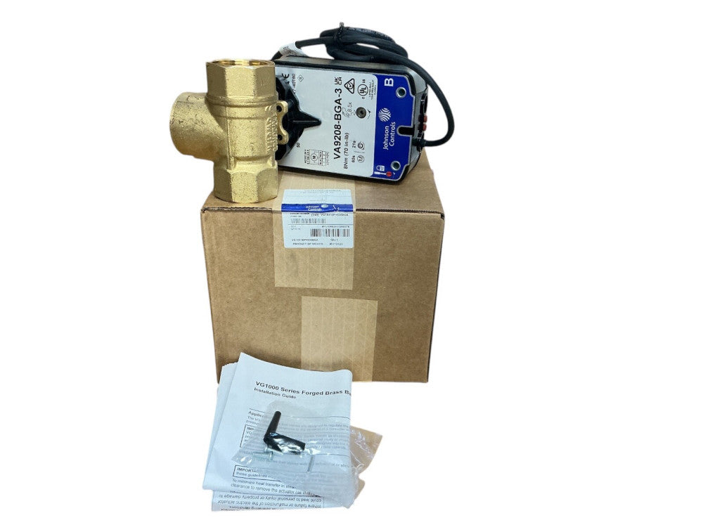 JOHNSON CONTROLS VG1841EP+938BGA, 1-1/2" 3W BALL VAL 18.7CV; BRASS TRIM SPRG RTN