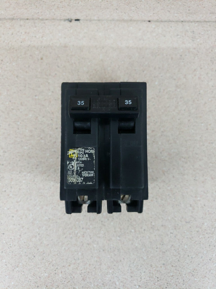 1) SQUARE D HOM235 Circuit Breaker,35A,Plug In,120/240V,2P NOS