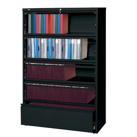 Hirsh 17976 42" W 5 Drawer File Cabinet, Black, Letter