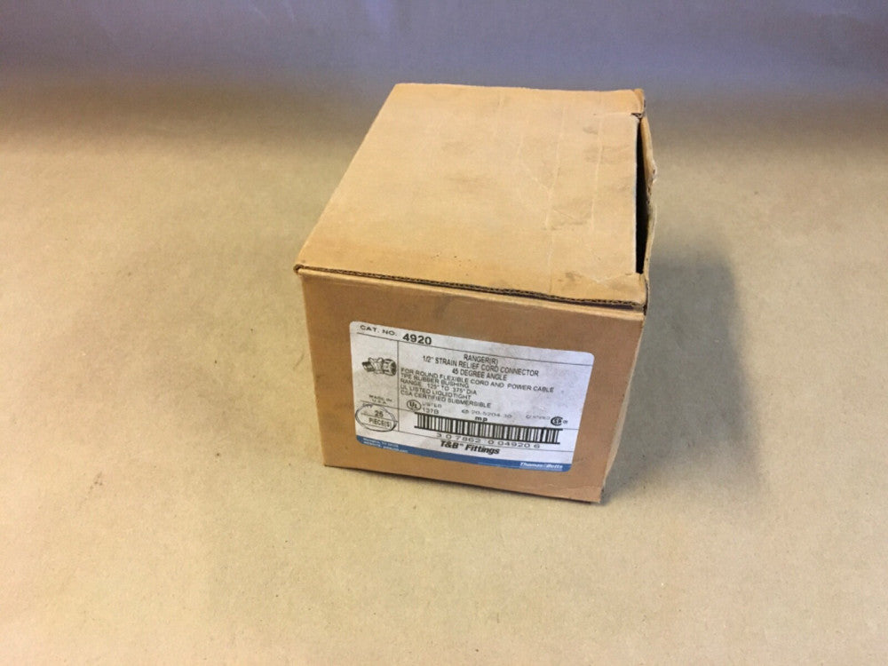 Thomas & Betts 4920 1/2" 45 Deg Strain Relief Cord Connector *BOX OF 25* (KB)