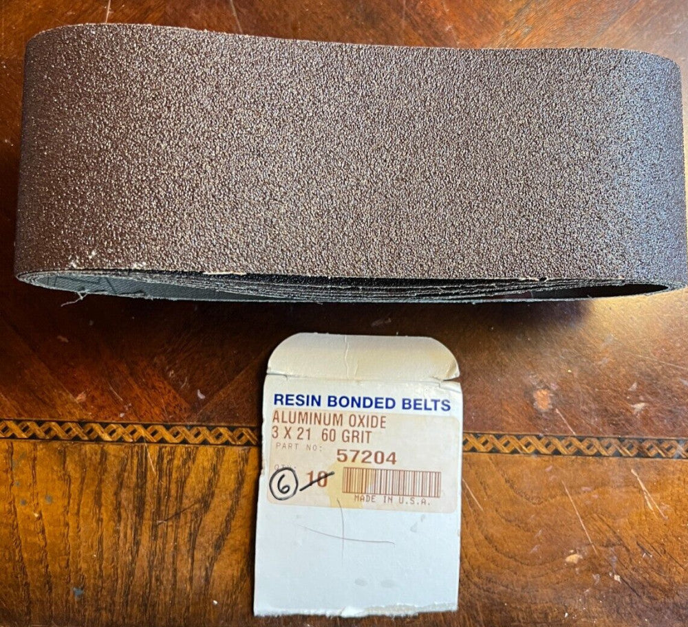 6X SAIT Aluminum Oxide 3" x 21" 60-Grit Abrasive Sanding Belts PN 57204