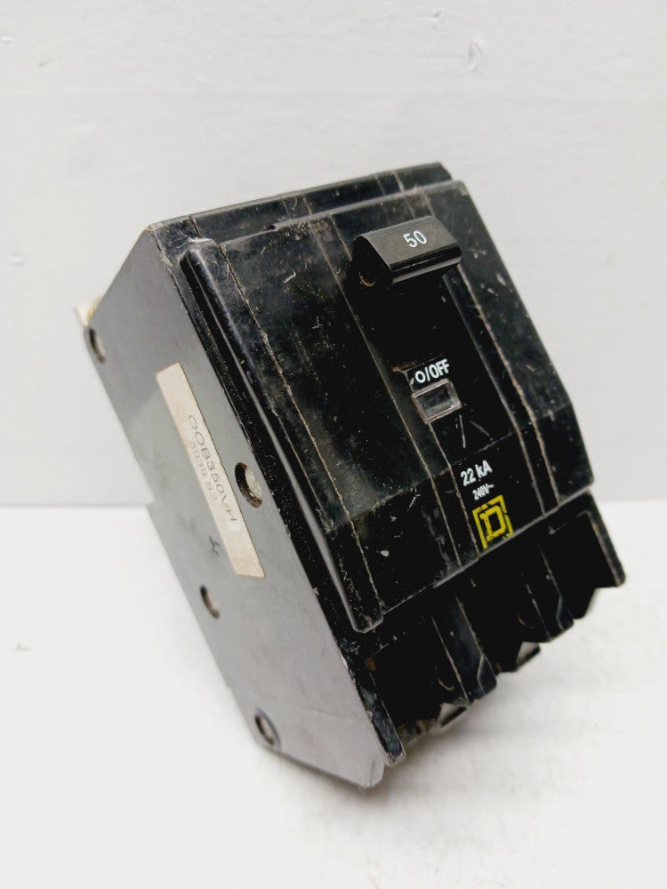 SQUARE D QOB350VH 50 AMP BOLT-ON CIRCUIT BREAKER 3 POLE 240 VAC 22KA
