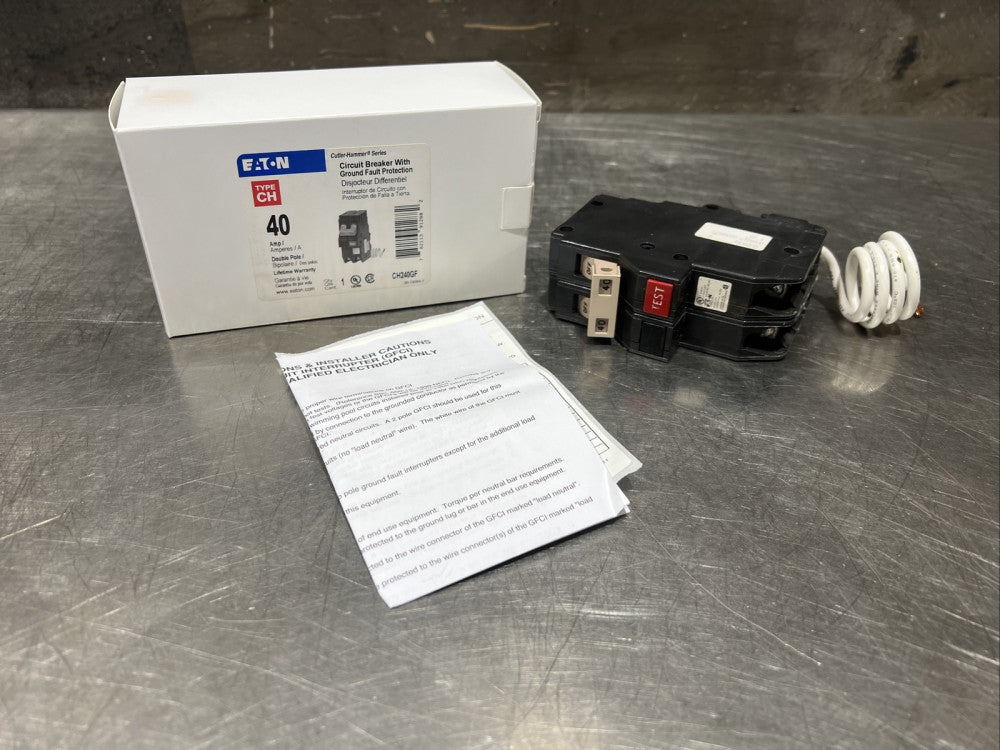 EATON CUTLER HAMMER CH240GF 2 Pole 40 AMP Type CH Ground Fault Circuit Breaker