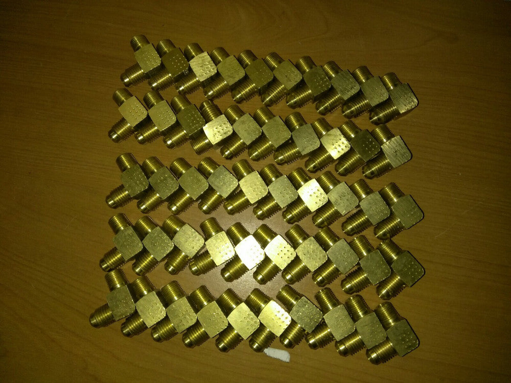 (50) NEW Weatherhead (Eaton) 49X4 90° Elbow - JIC 37° Flare x 1/4 in Male BRASS