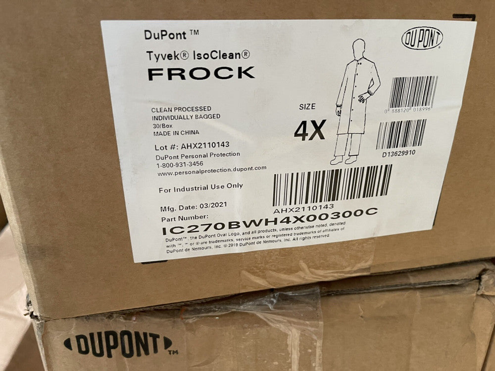 DuPont Tyvek IsoClean FROCK 4X, 30/CASE, IC270BWH4X00300C **FREE SHIPPING**