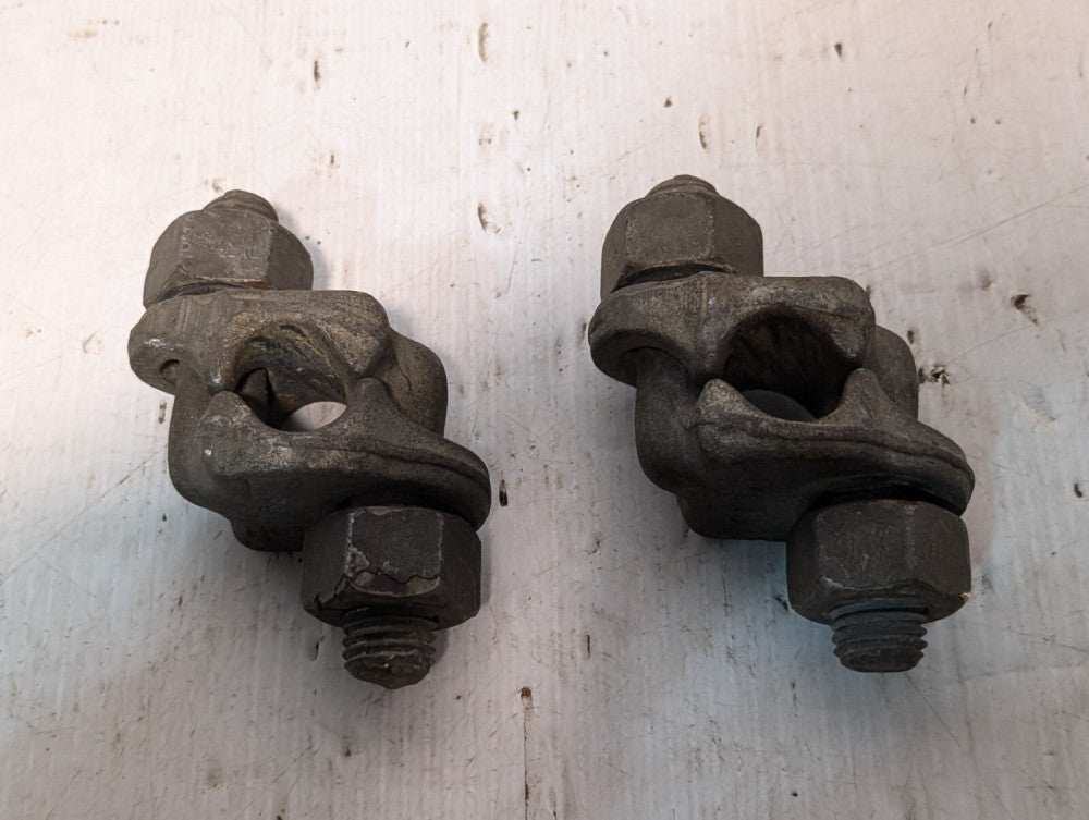 Lot of 2 Cable Clamp Galvanized Steel Double Fist Grip + Returns