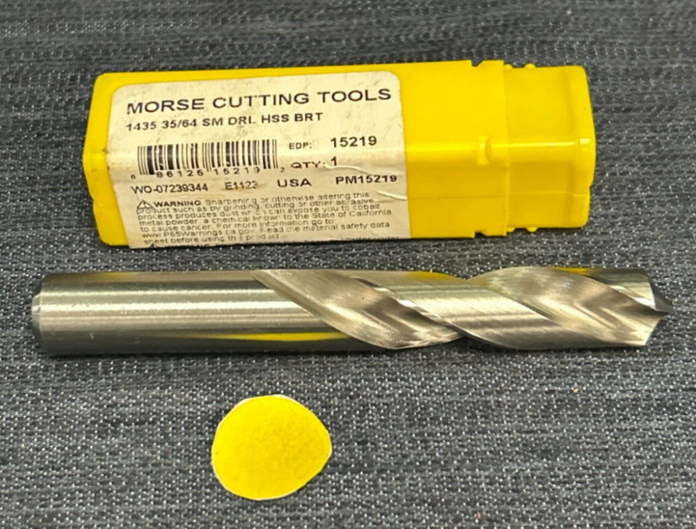 MORSE CUTTING TOOLS 1435 35/64" SPIRAL FLUTE DRILL BIT OAL 4-1/4 " LOC 2-3/4"