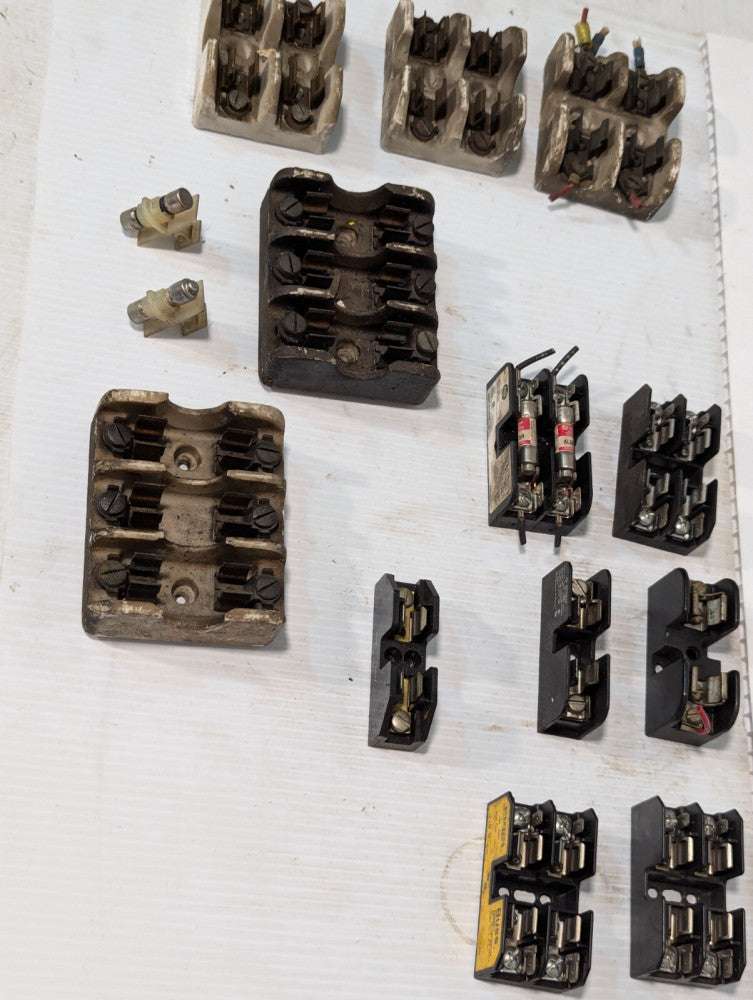 Lot of 12 Fuse Blocks, Varying Sizes and Manufacturers