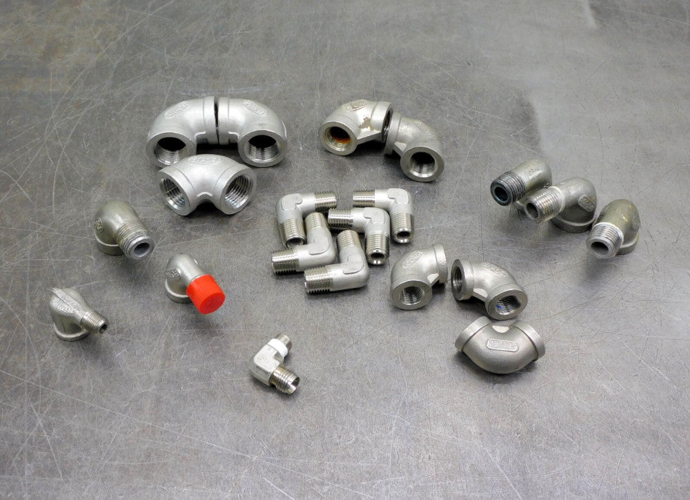 Mixed Lot of Twenty (20) 90° Stainless Steel NPT Threaded Elbow Fitting