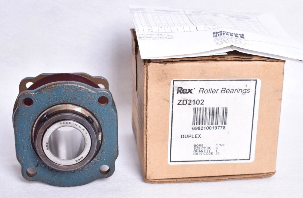 Rexnord 1-1/8" Mounted Spherical Roller Bearing Fixed Cast Duplex Unit ZD2102