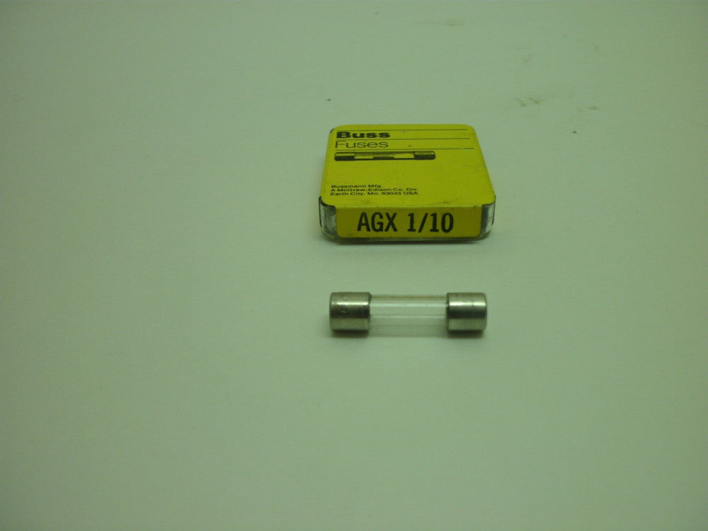 BUSSMANN AGX 1/10 FAST-ACTING GLASS FUSE 1/10 AMP 250V 1-(PACK OF 5) NEW IN BOX