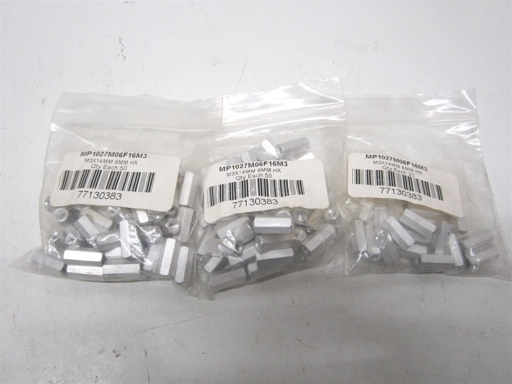 Electro (MP1027M06F16M3) M3 x 0.5 Female Hex Circuit Board Standoff - Lot of 120